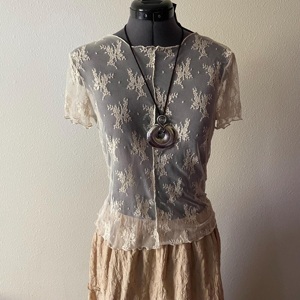 Sheer Lace Top Cream | Boho Cottage Fairy